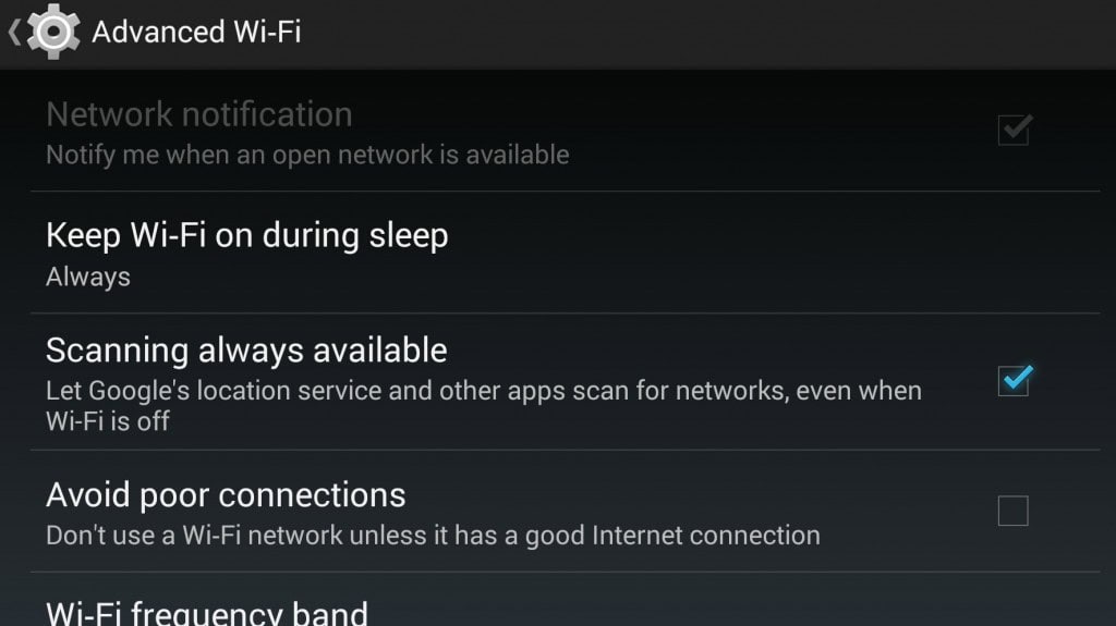 Wifi advanced setting screen shot