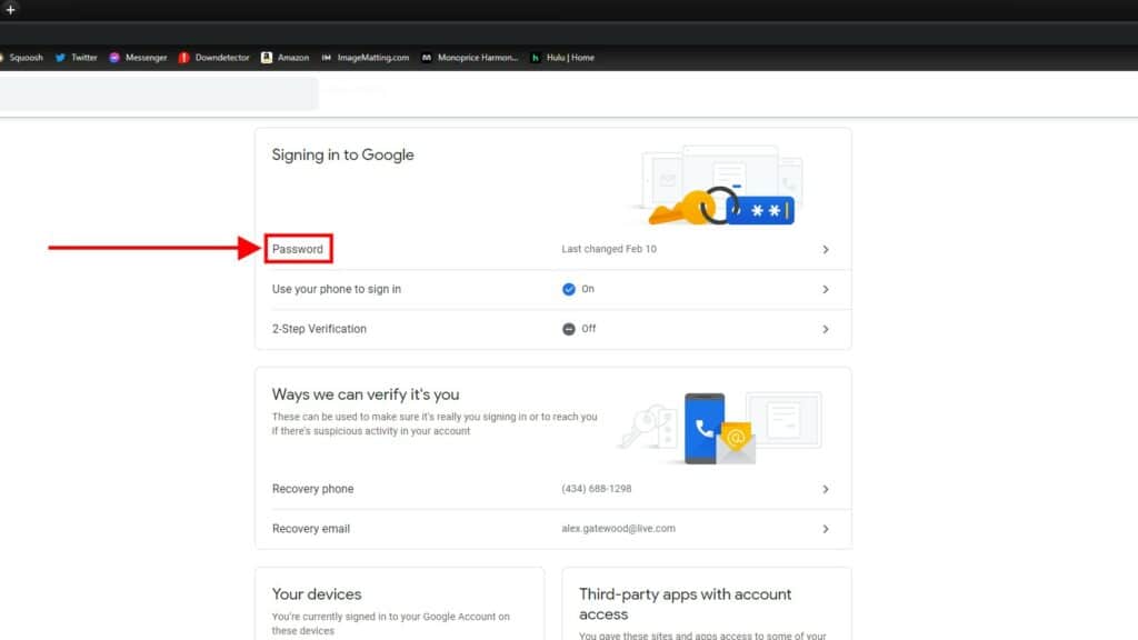 google account password