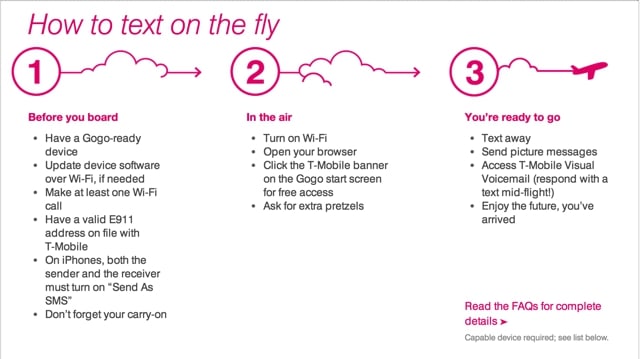 T-mobile free inflight texting