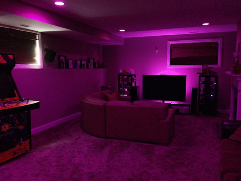 purple light bulb room