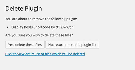 Delete wordpress plugin