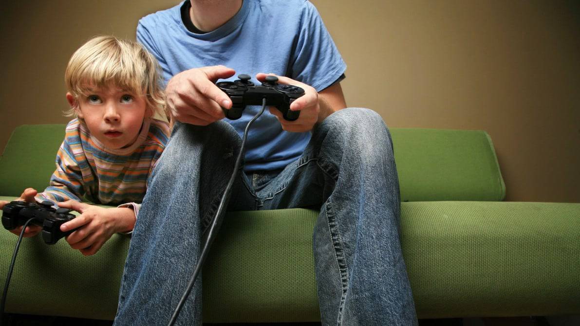 Kids playing video games