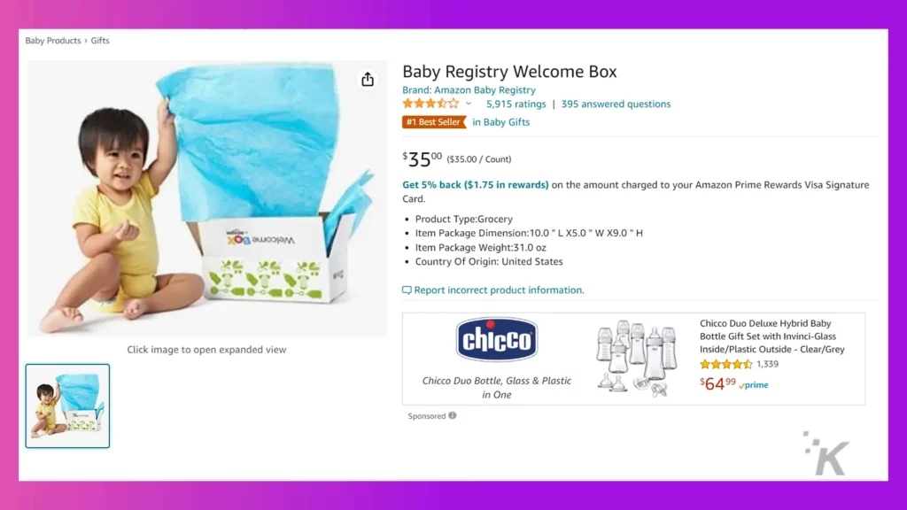 Amazon baby registery system