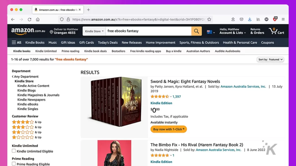 amazon free ebooks screen