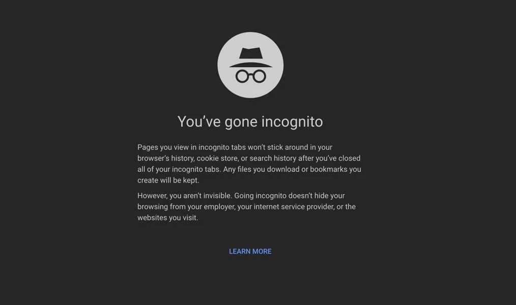 google chrome incognito mode
