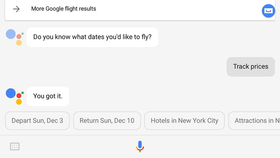 google assistant flights