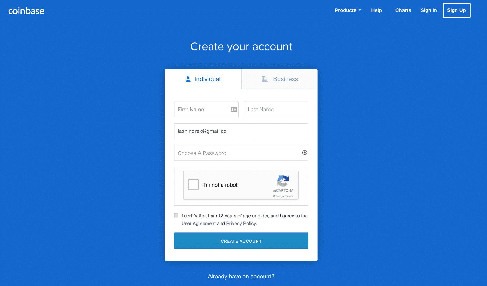 coinbase account