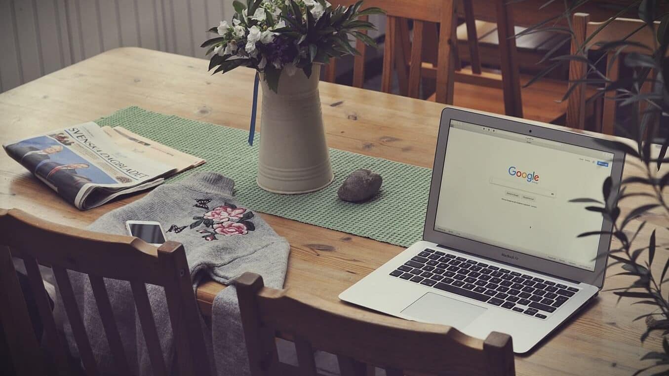 Google chrome on laptop on desk