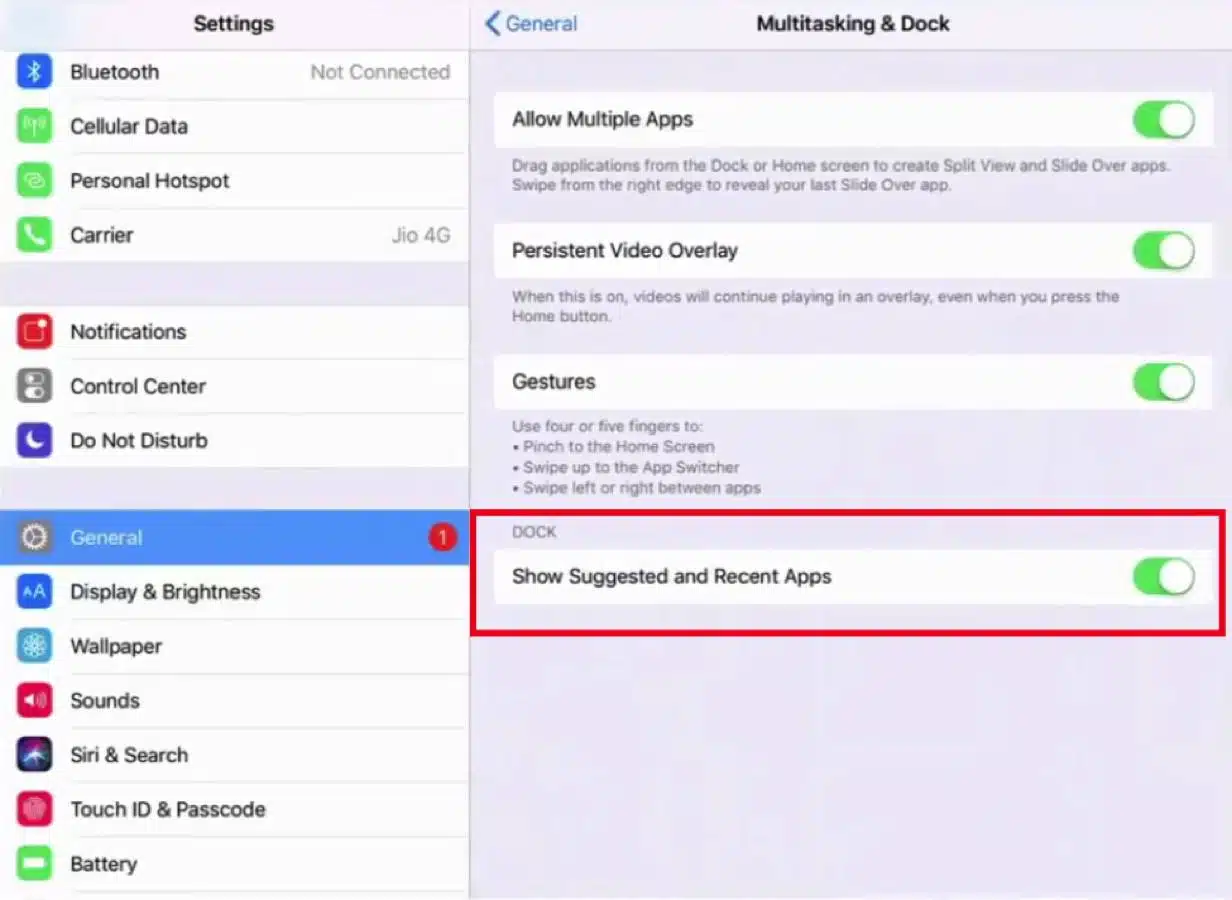 How to remove recently used apps from your iPad dock