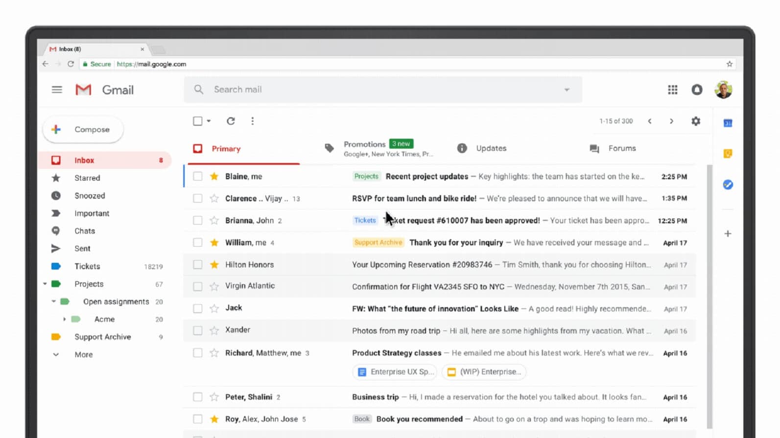 New gmail features