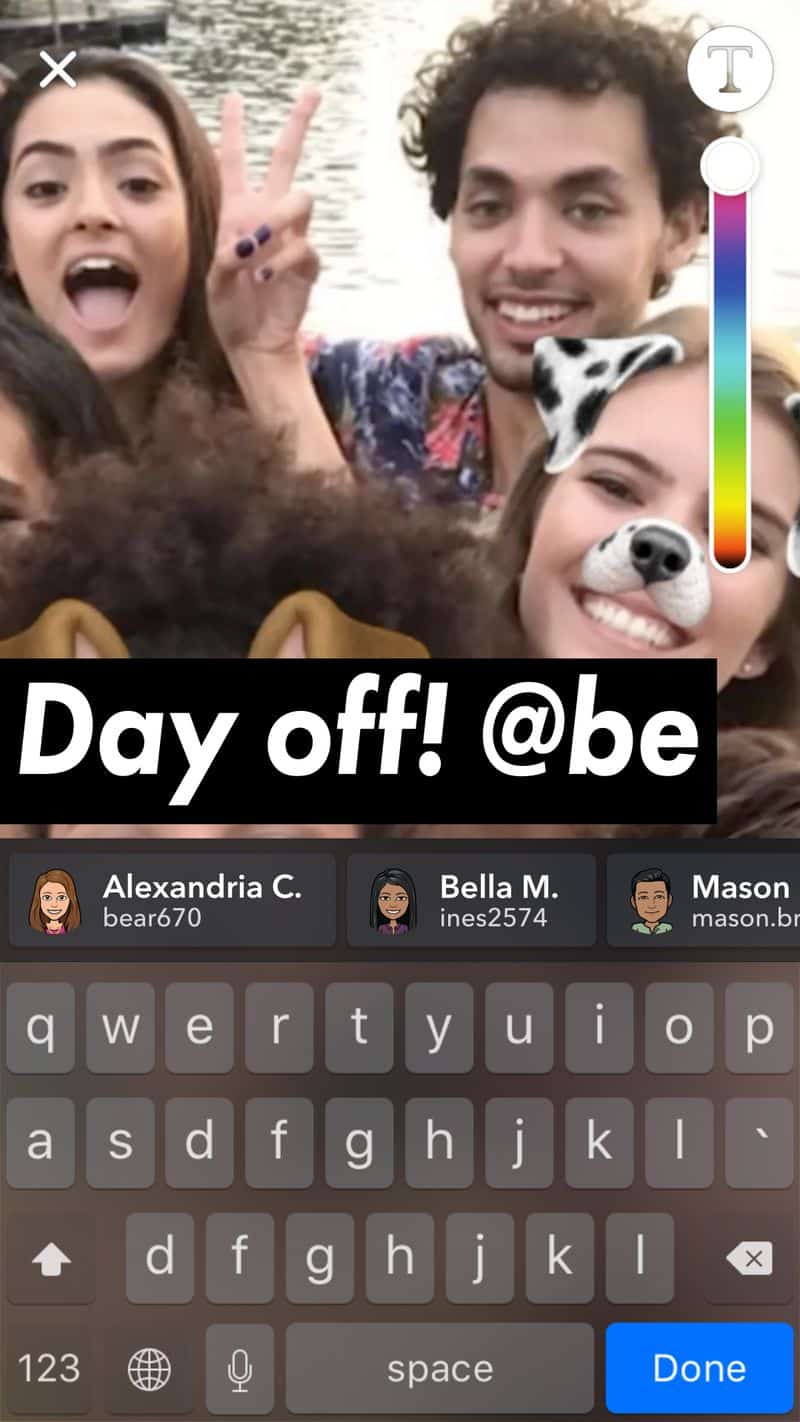 snap mentions story