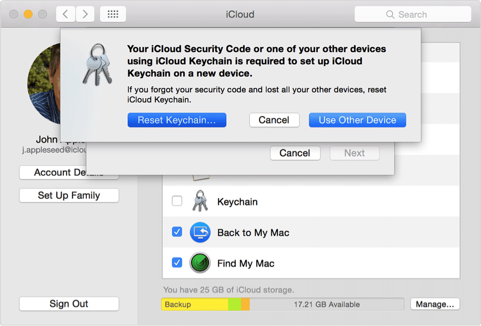 on mac reset keychain