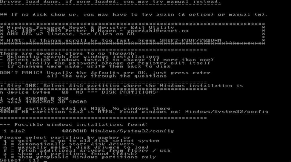windows 10 password reset