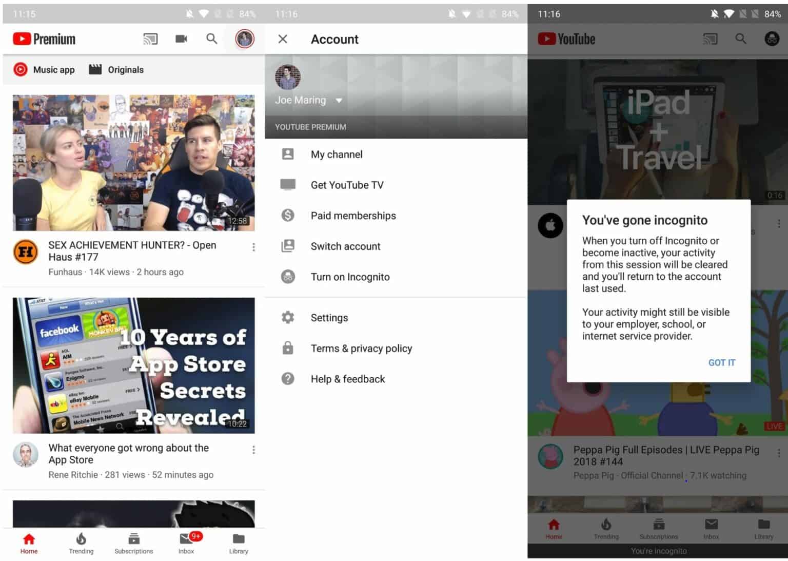 turn on incognito mode youtube desktop