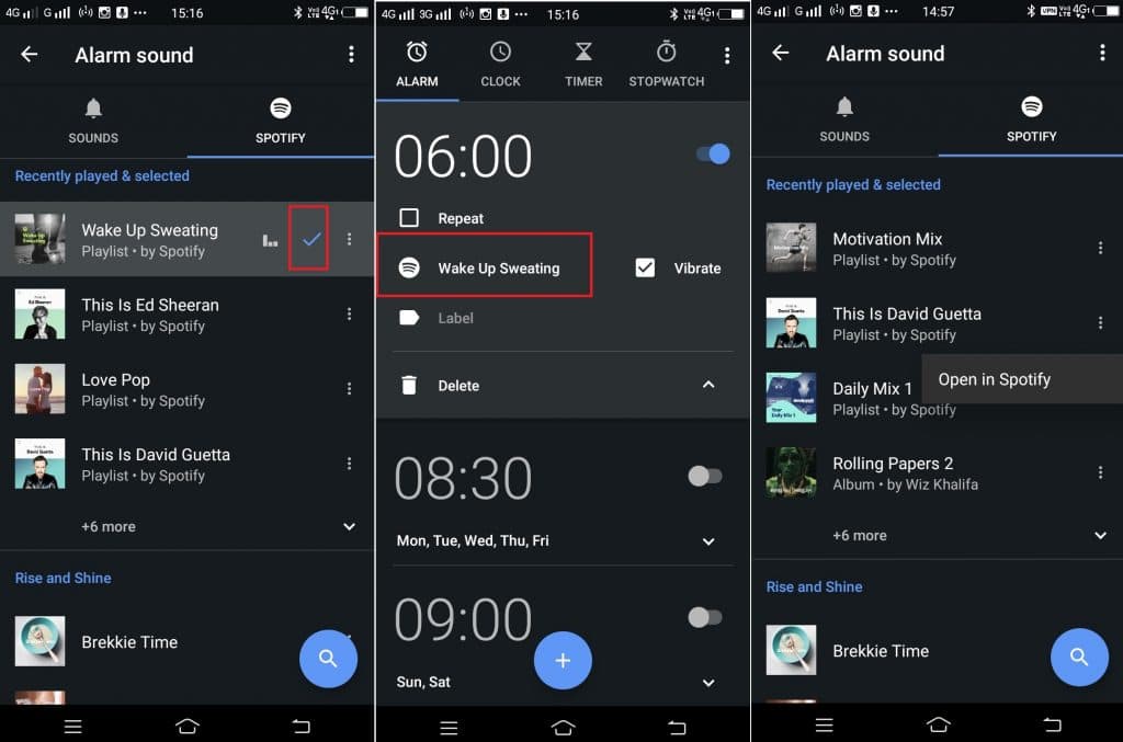 android alarm spotify