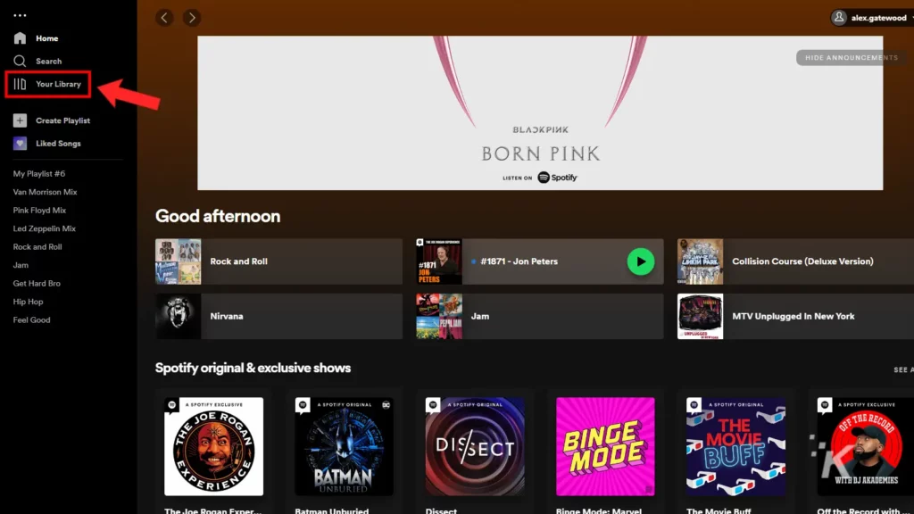 spotify desktop my library