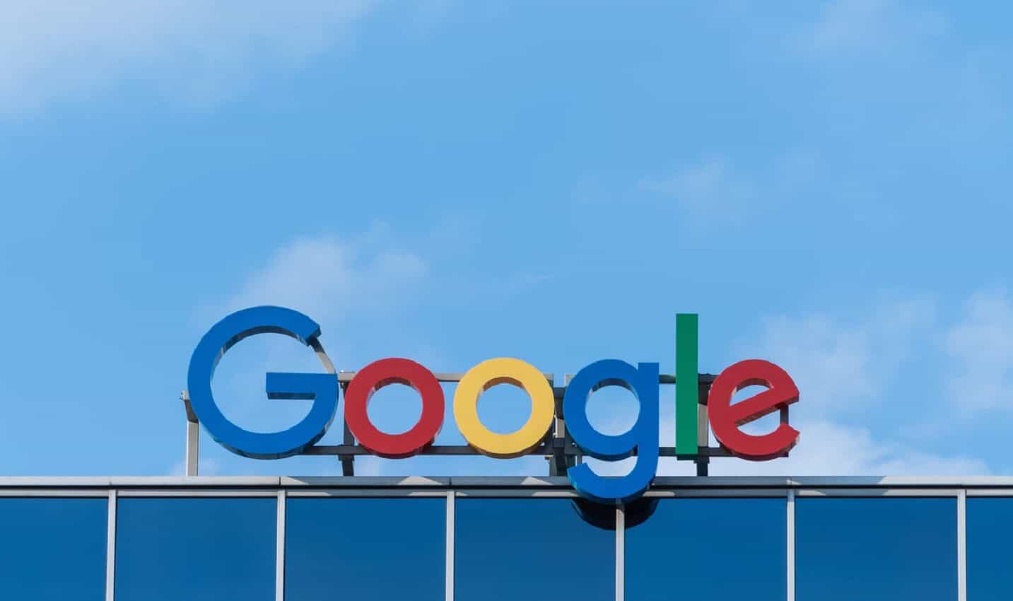 Google sign against blue sky