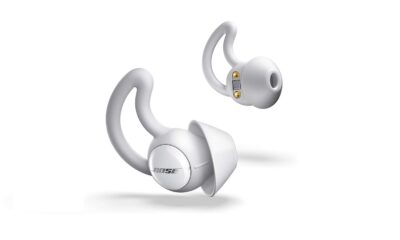 bose noise-masking earbuds on a white background