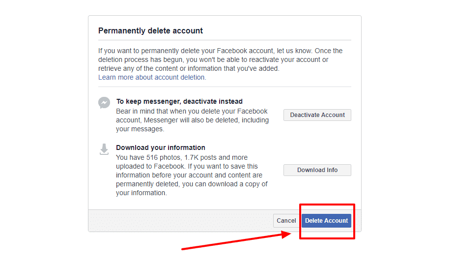 how to delete your facebook account