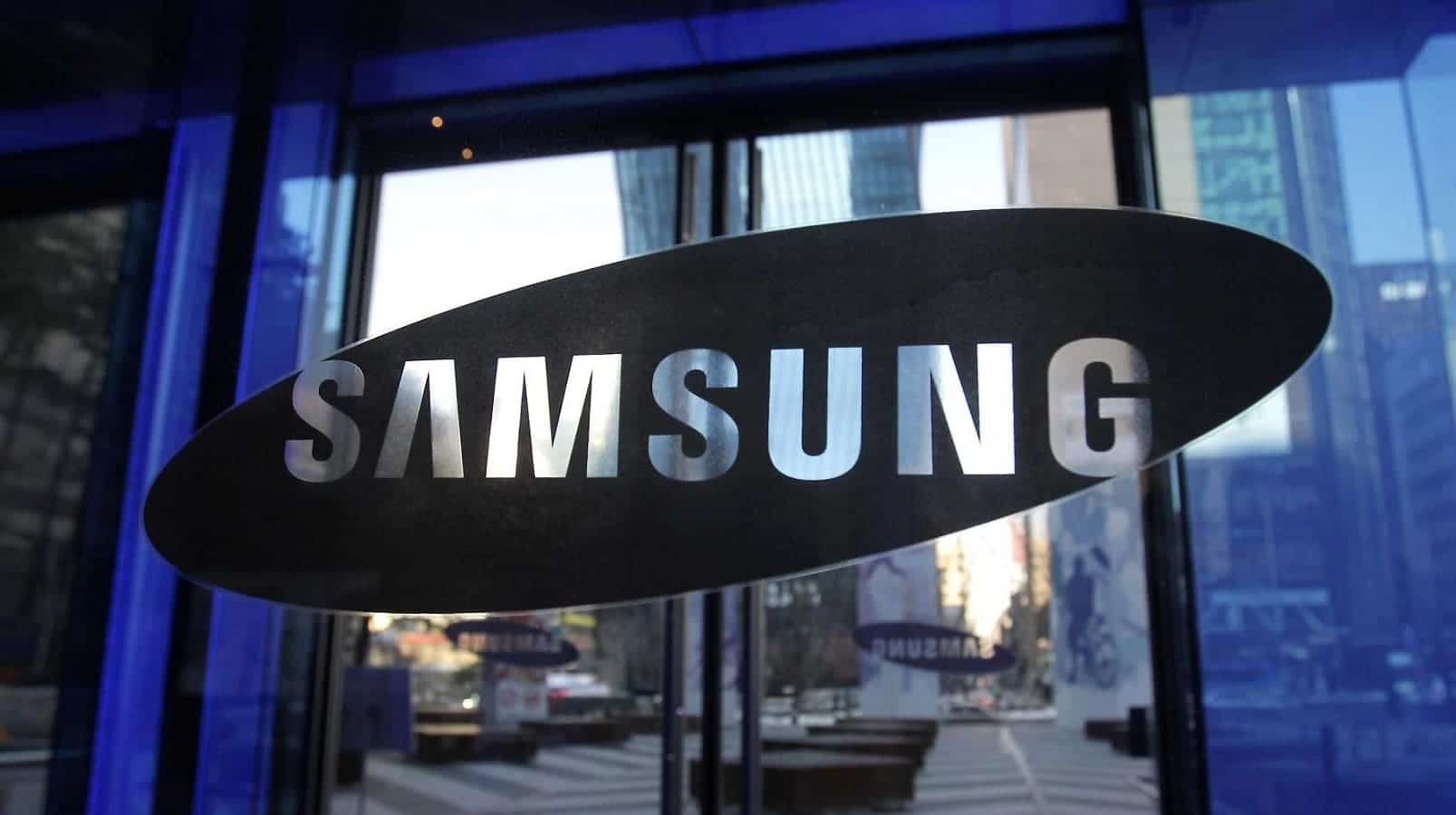 samsung logo on glass background galaxy s10 event