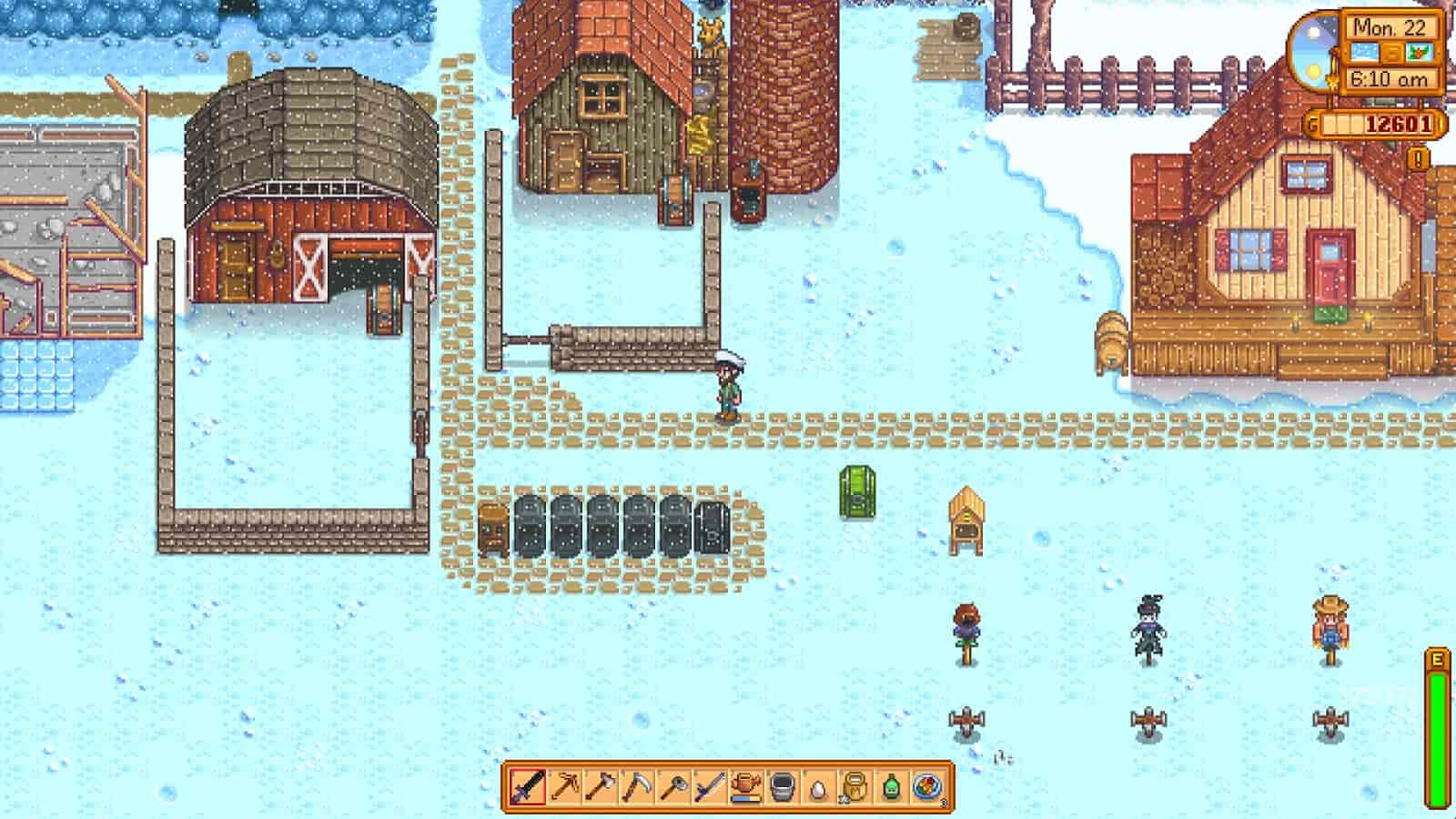 Stardew valley gameplay during winter and snow