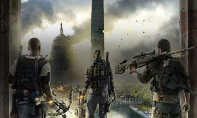 the division 2 game with three characters standing on screen