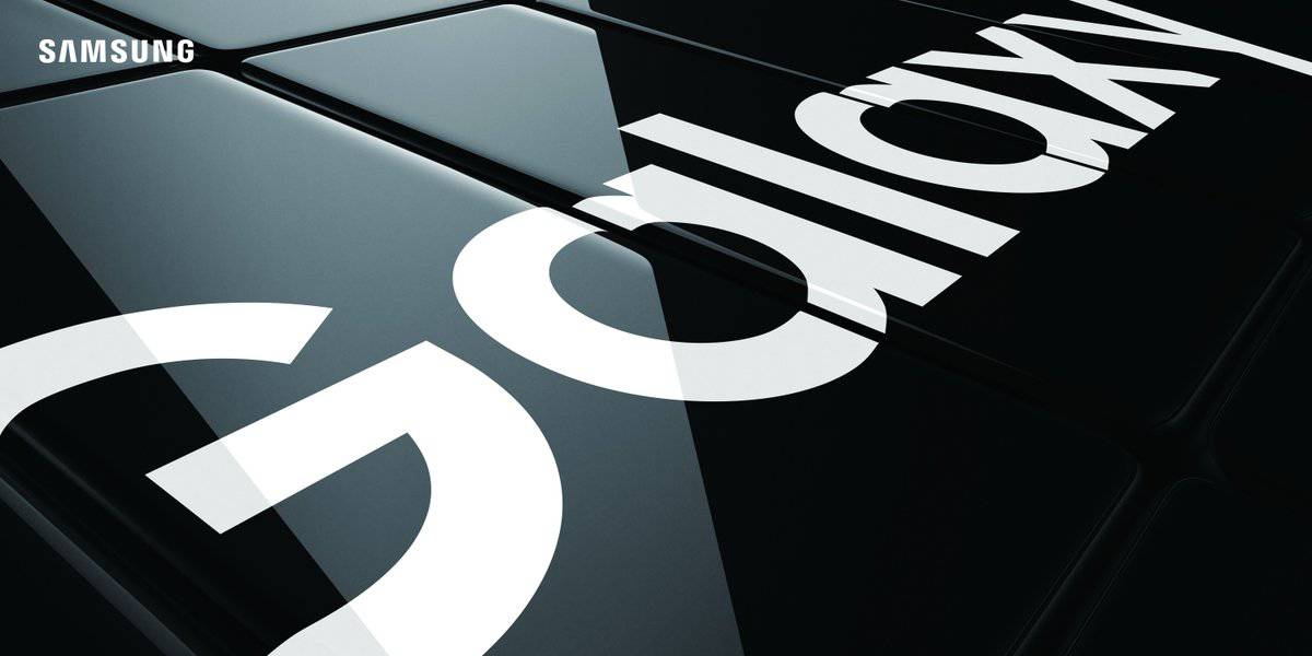 galaxy s10 teaser with galaxy print on black background