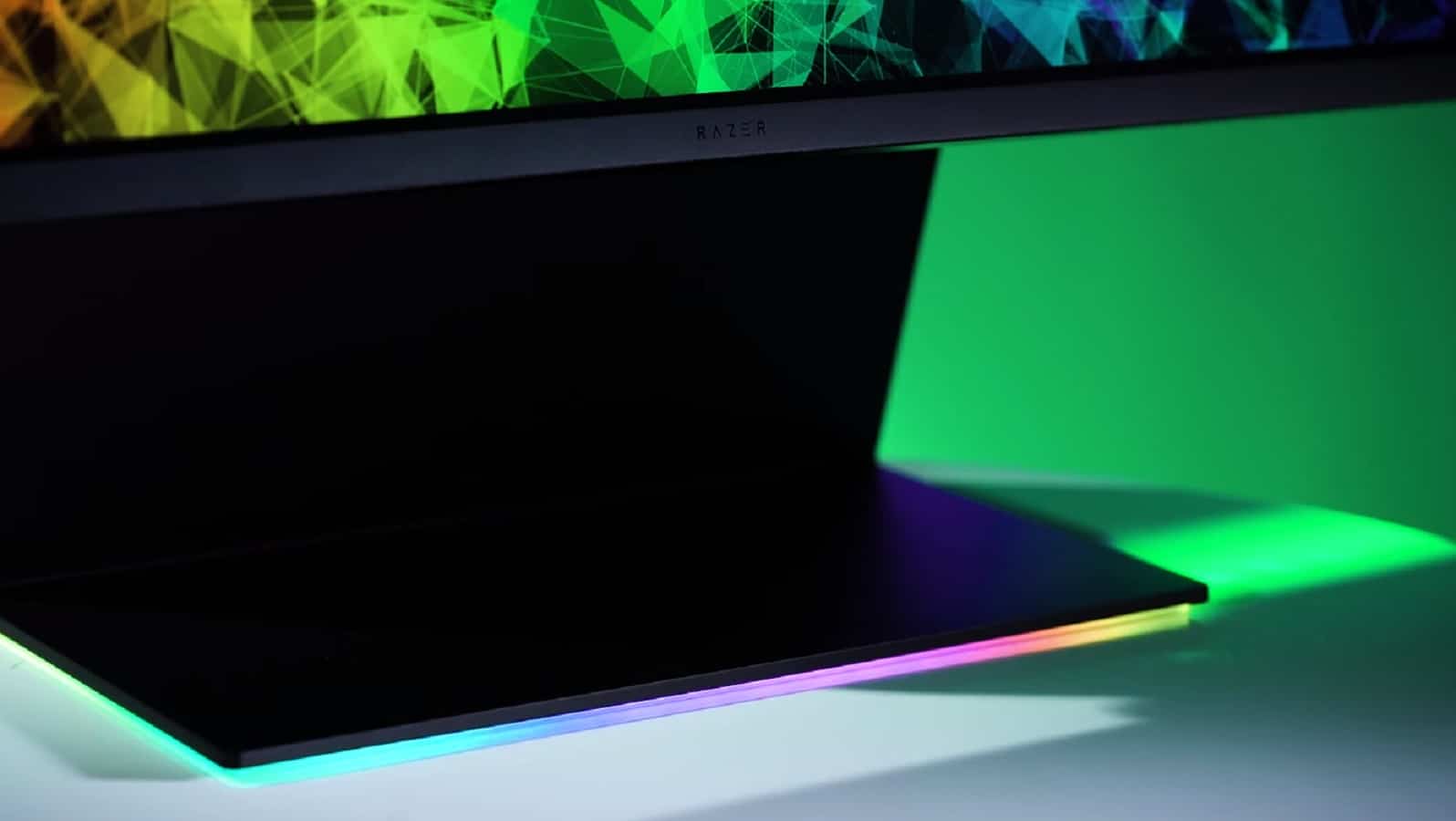 razer raptor gaming monitor with rgb base