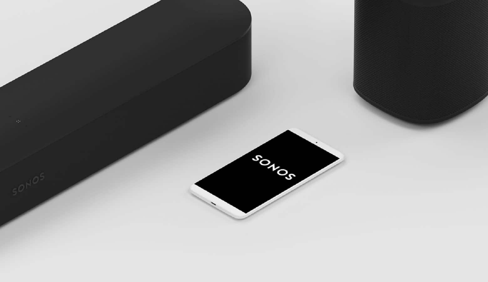 Sonos products with logo on table