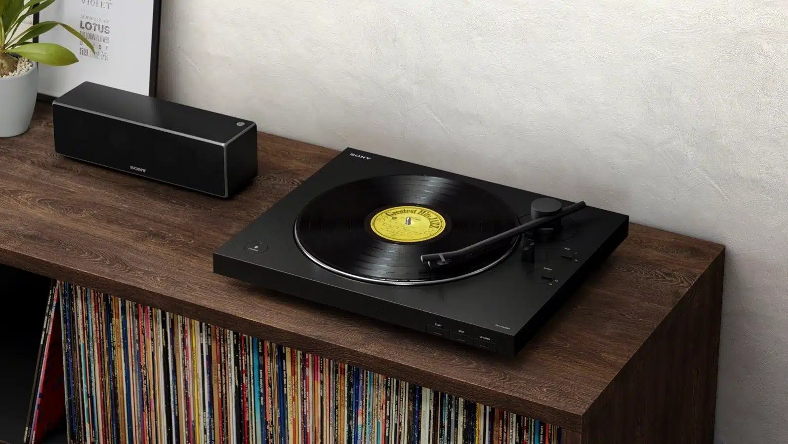 sony's new turntable announced at ces 2019 on wooden table