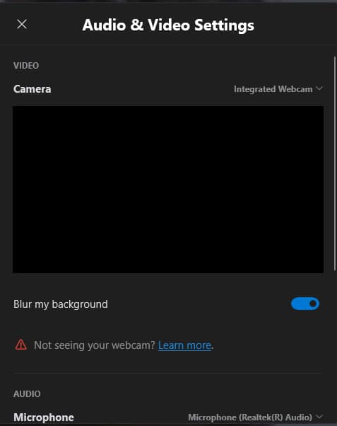 Audio and video settings in skype