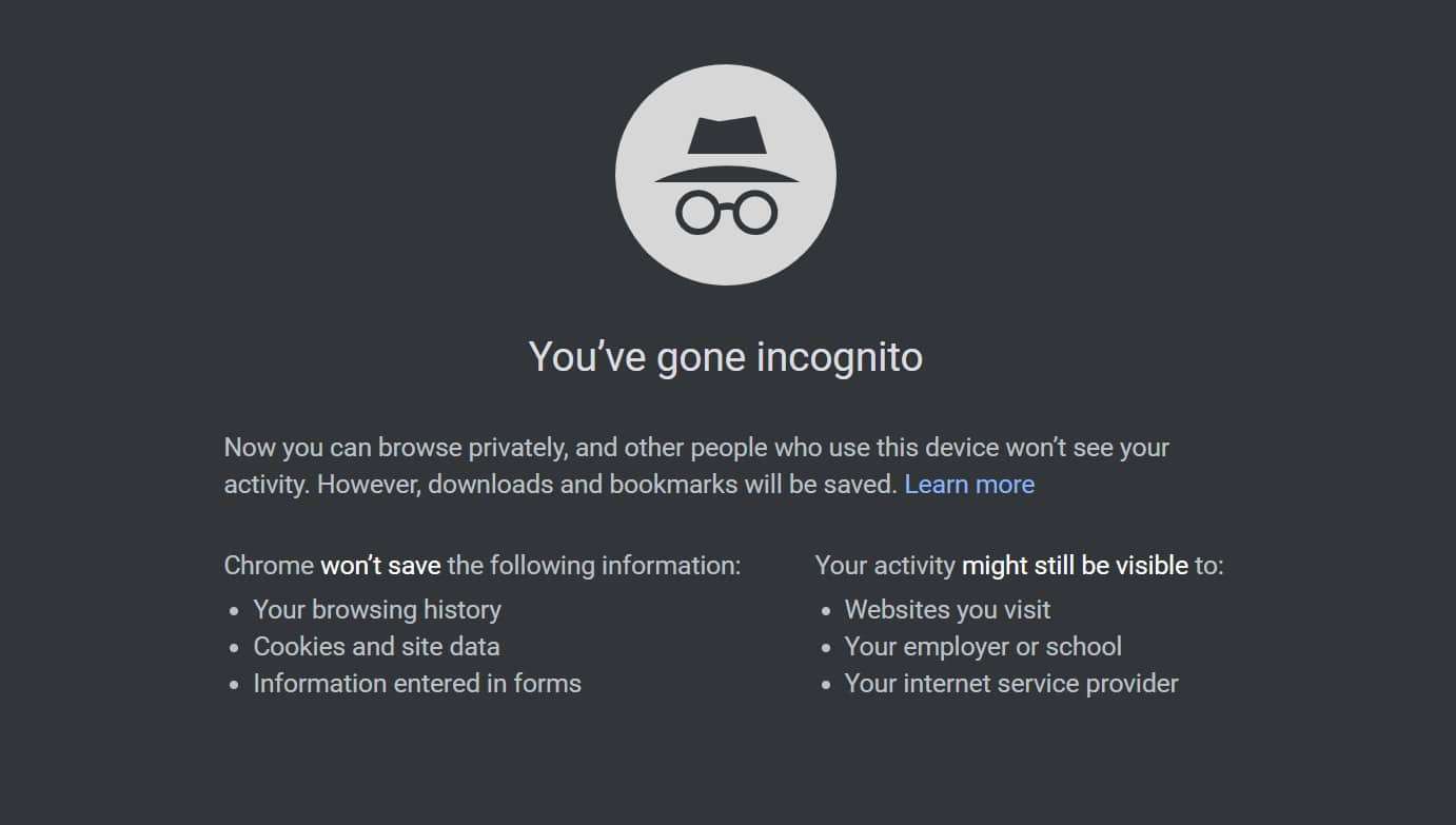 Google incognito mode