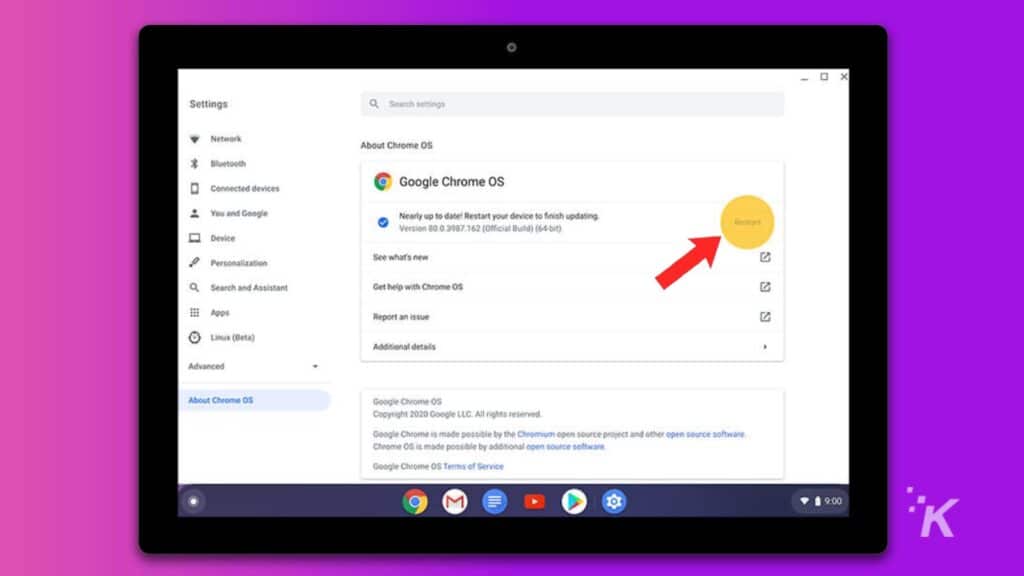 how to update chrome on chromebook