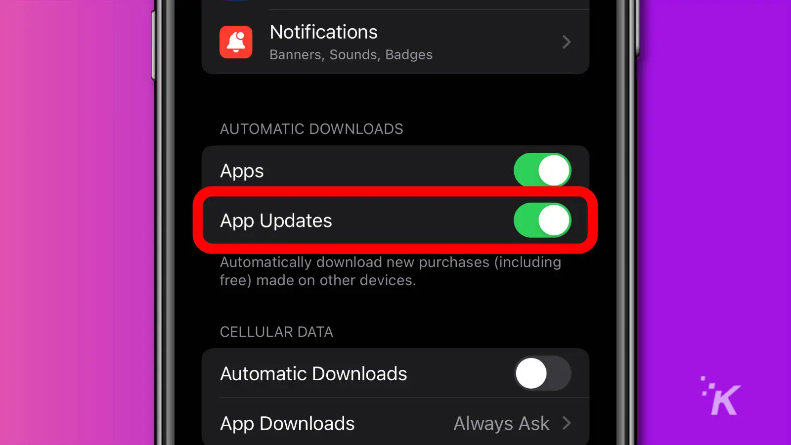 ios settings for app store automatic updates