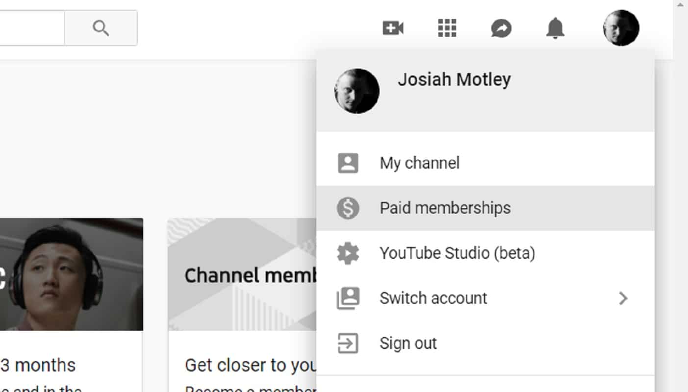 Cancel a paid youtube membership