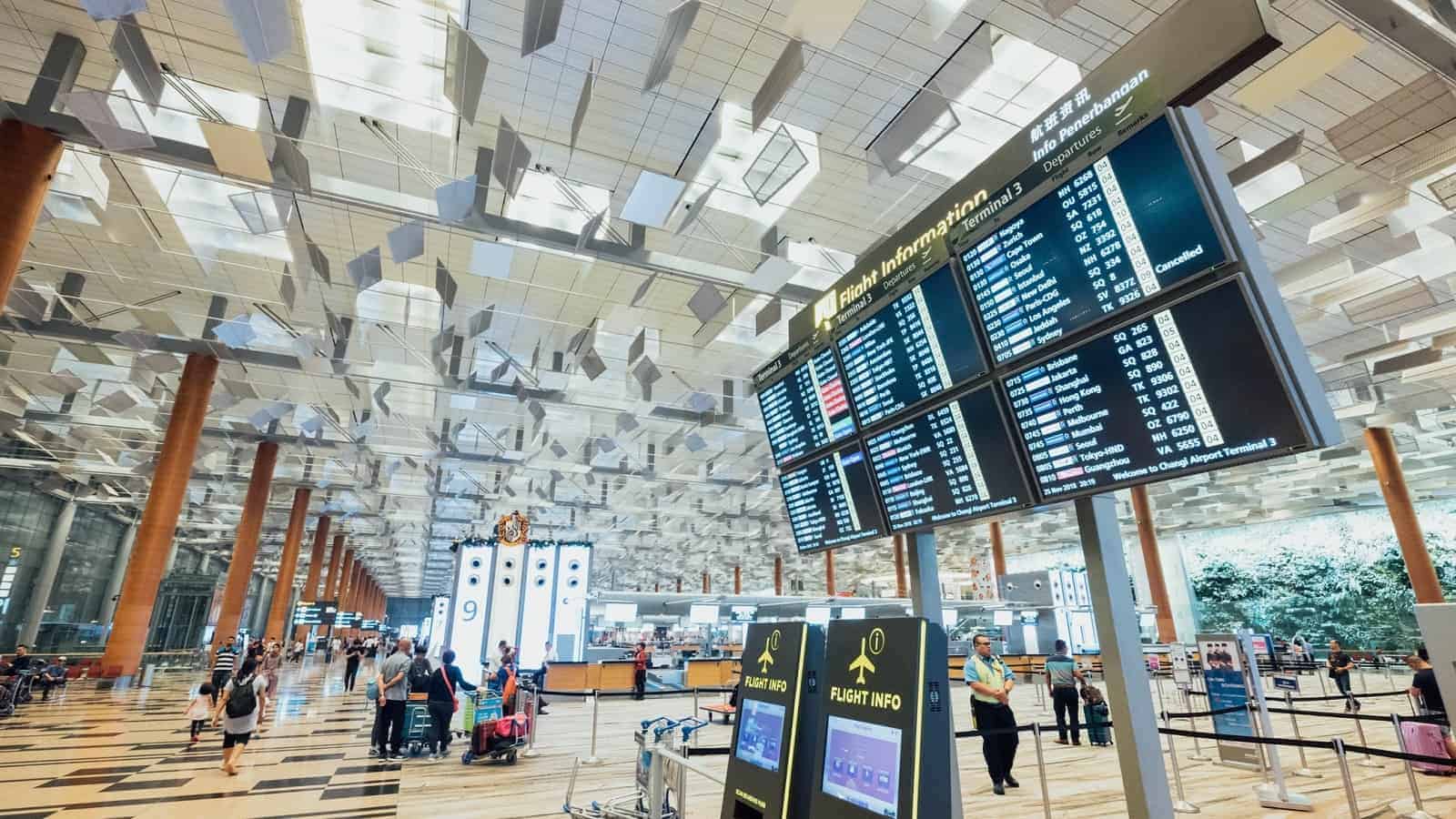 Airport showing boarding times and flights tsa