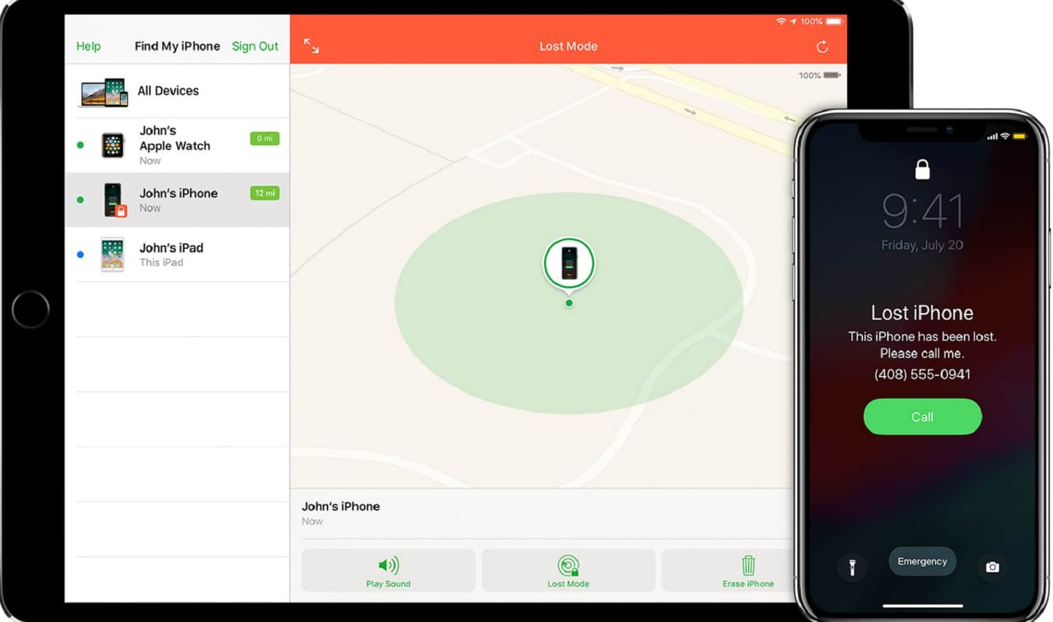 Find my iphone on apple ipad and iphone