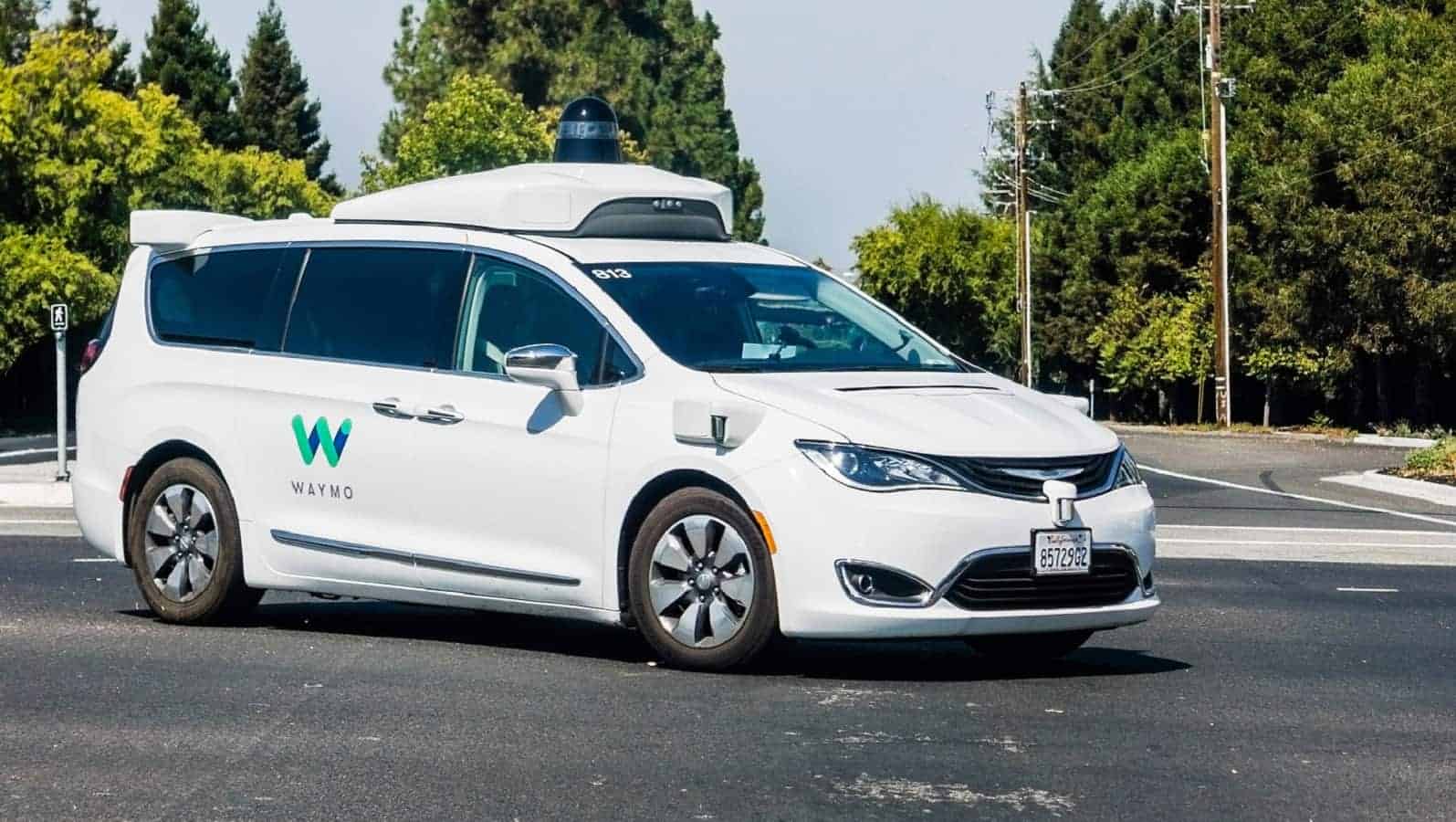 Waymo self-driving car in parking lot