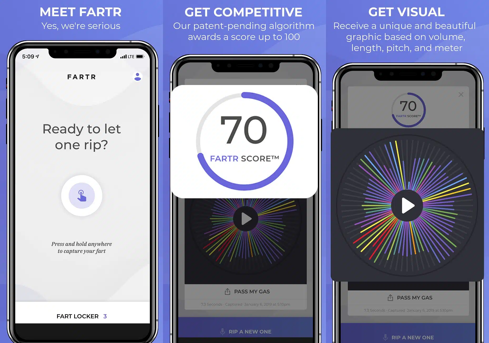 fartr app showing scores