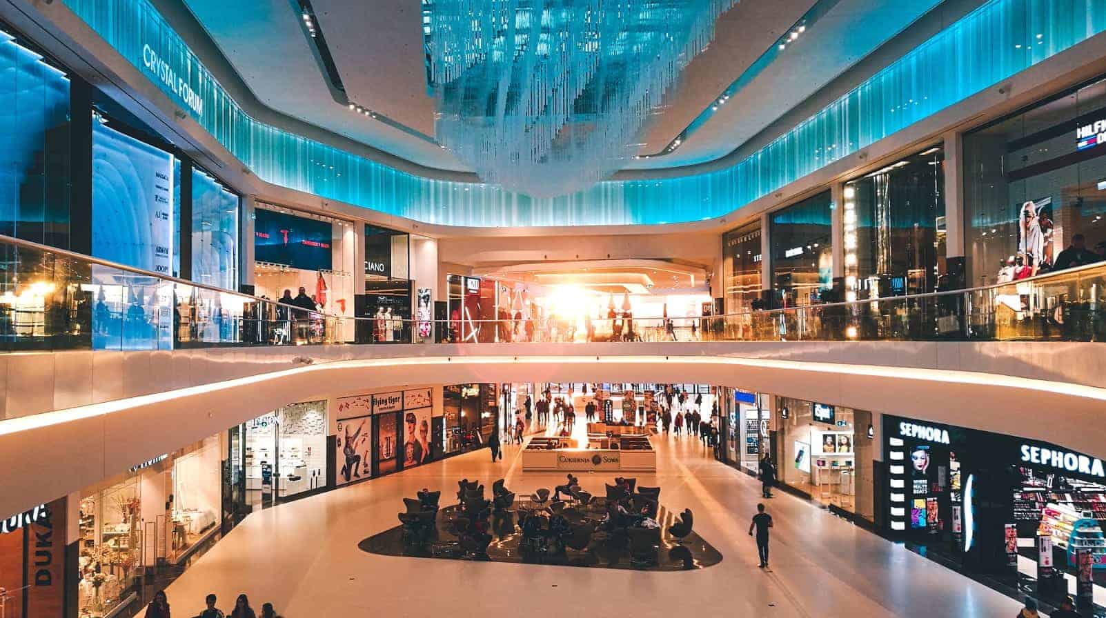 retailers in a fancy mall