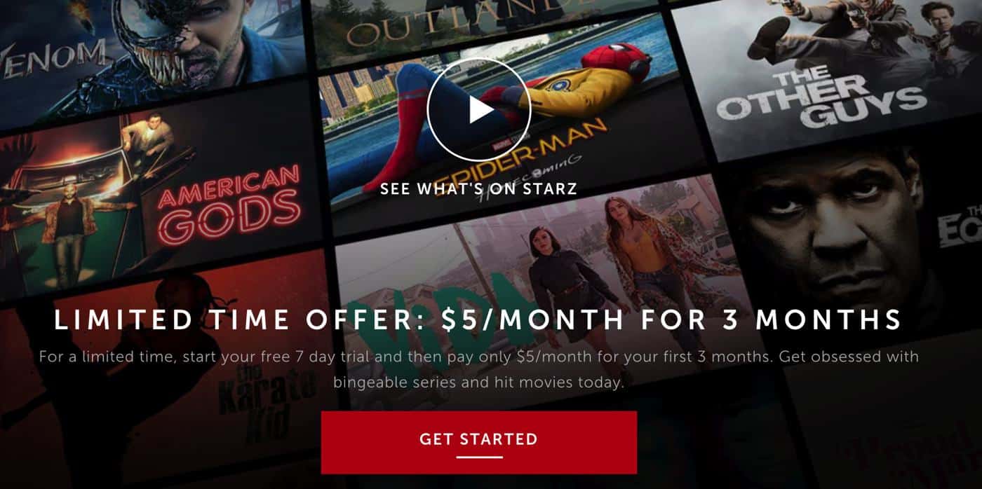 Score a subscription to Starz for just 5 a month for three months