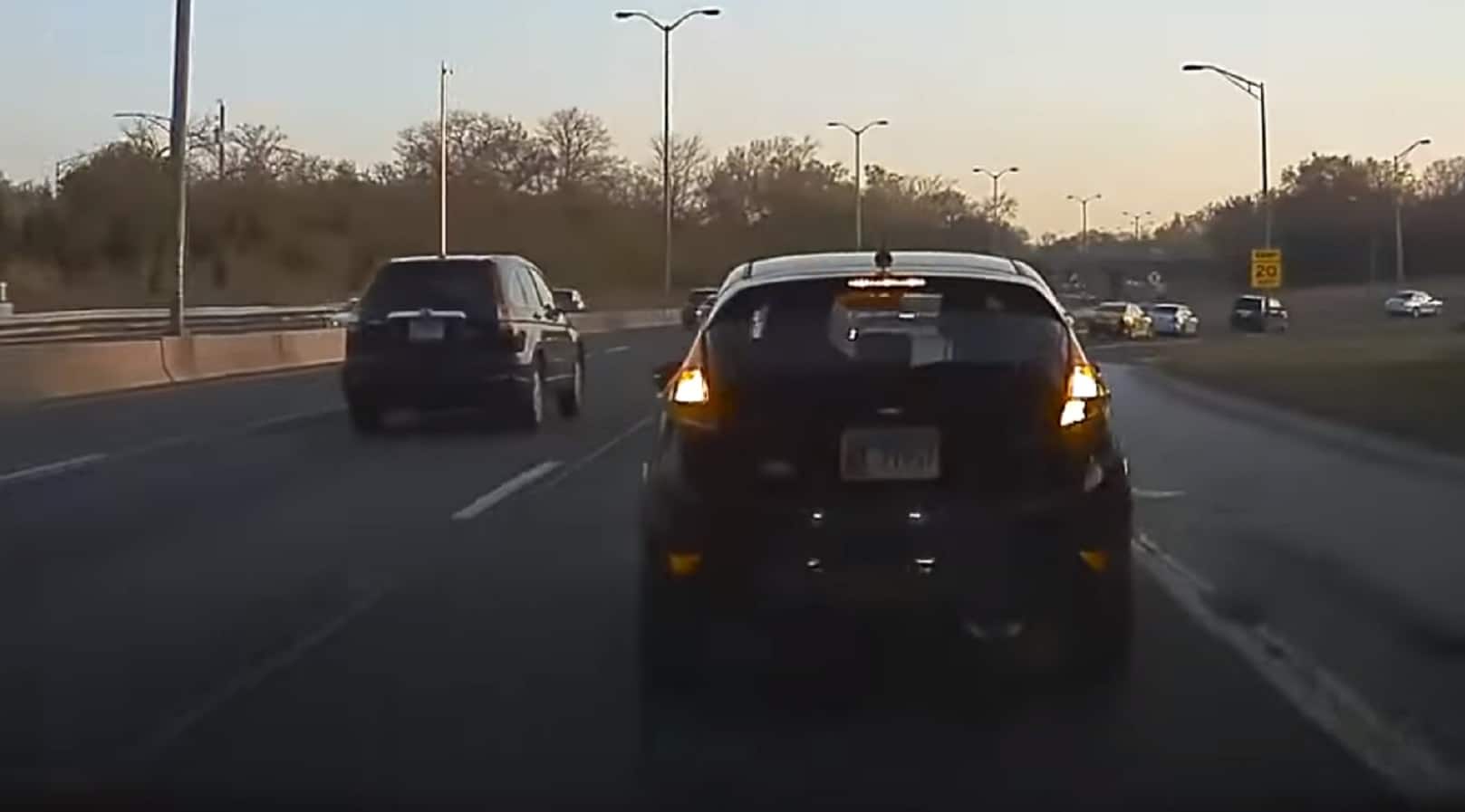 Tesla avoids crash on highway