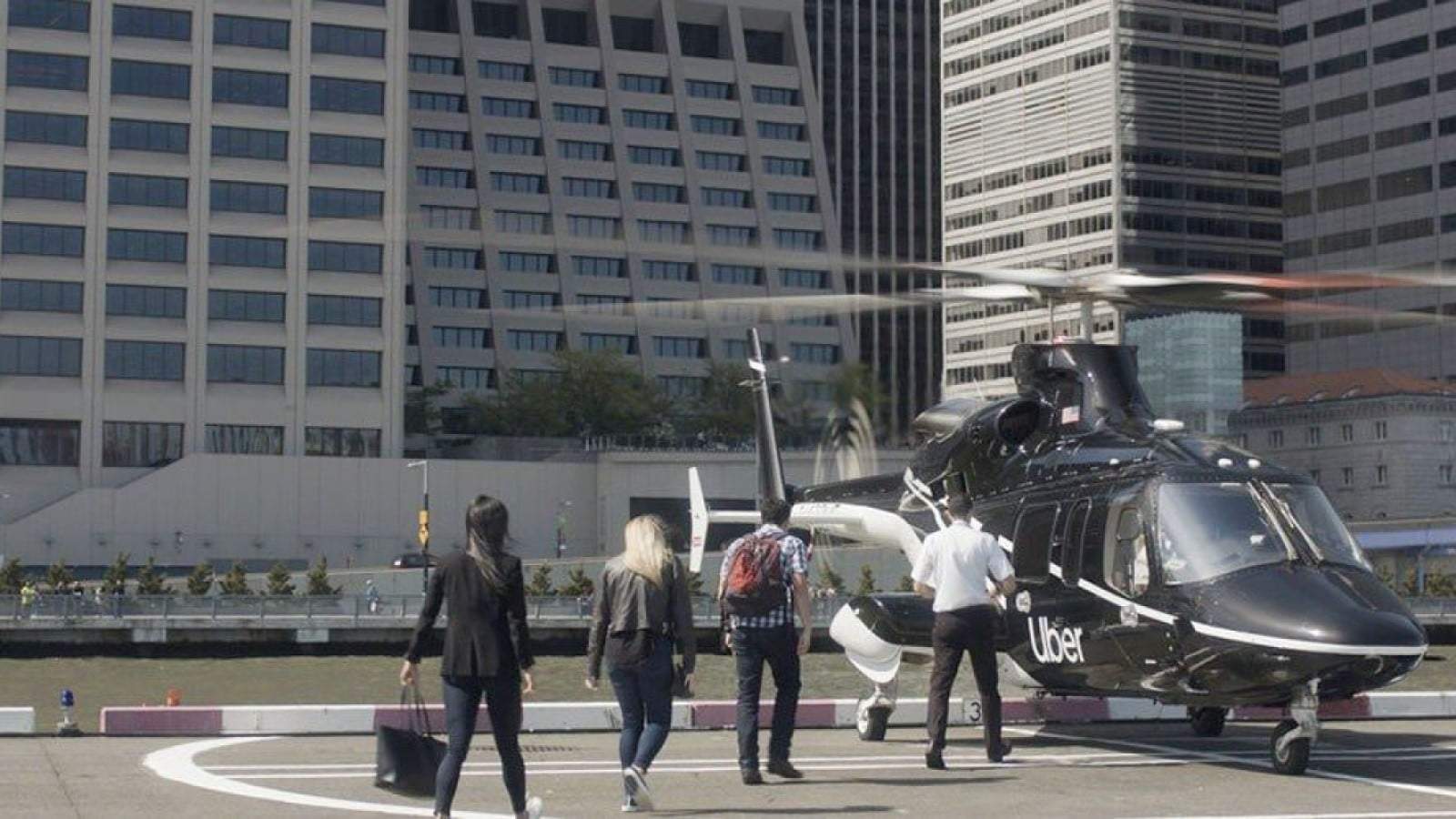 Uber copter taking passengers