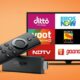 Amazon fire tv streaming stick in front of a tv