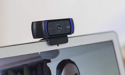 Logitech webcam on computer