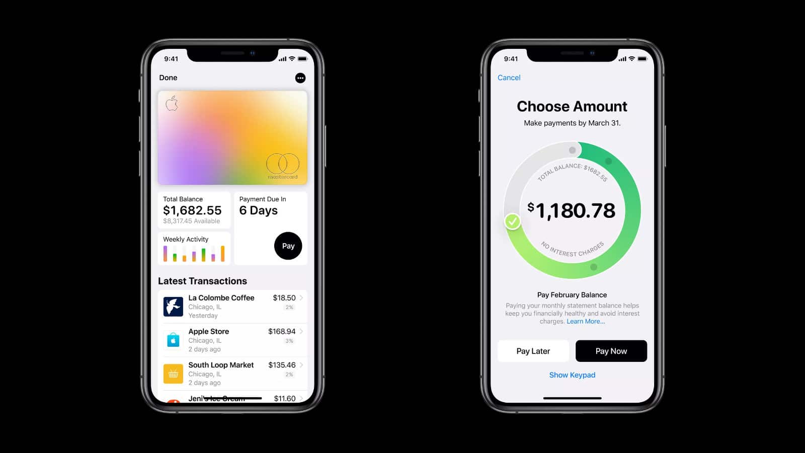 Apple card dashboard