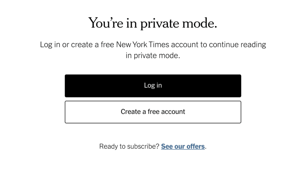 new york times incognito detection