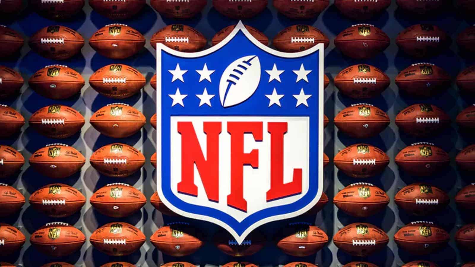 nfl logo with football background