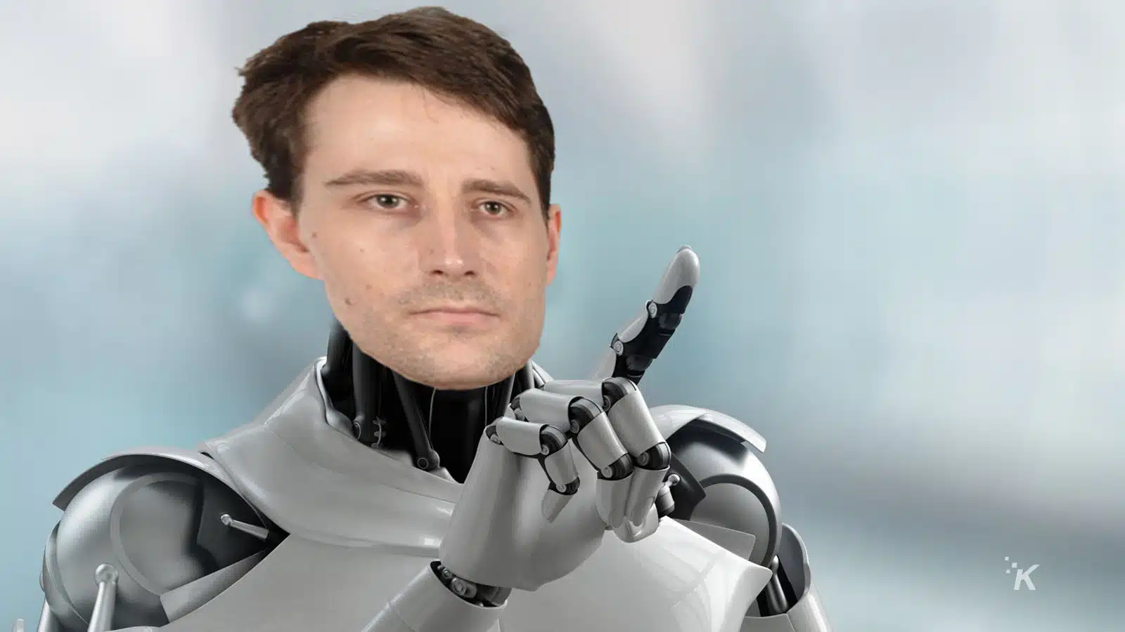 tech robot with joe's face on it