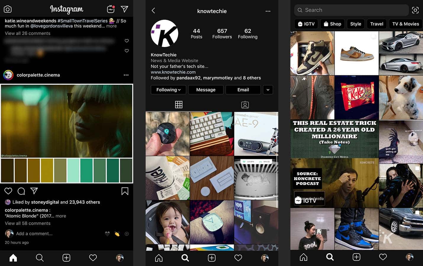 Dark mode on instagram